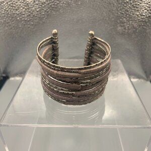 Lavender Silver Tone Cuff Bracelet